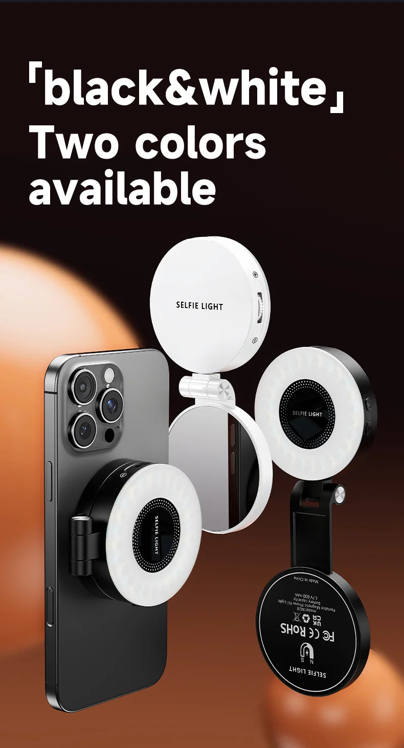 3-in-1 Magnetic LED Selfie Light Phone Holder Makeup Mirror for Magsafe