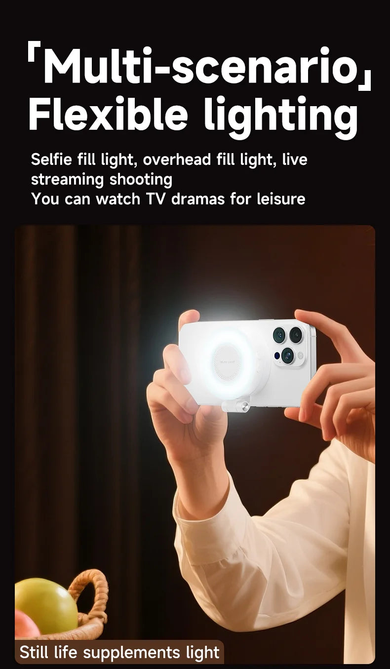 3-in-1 Magnetic LED Selfie Light Phone Holder Makeup Mirror for Magsafe