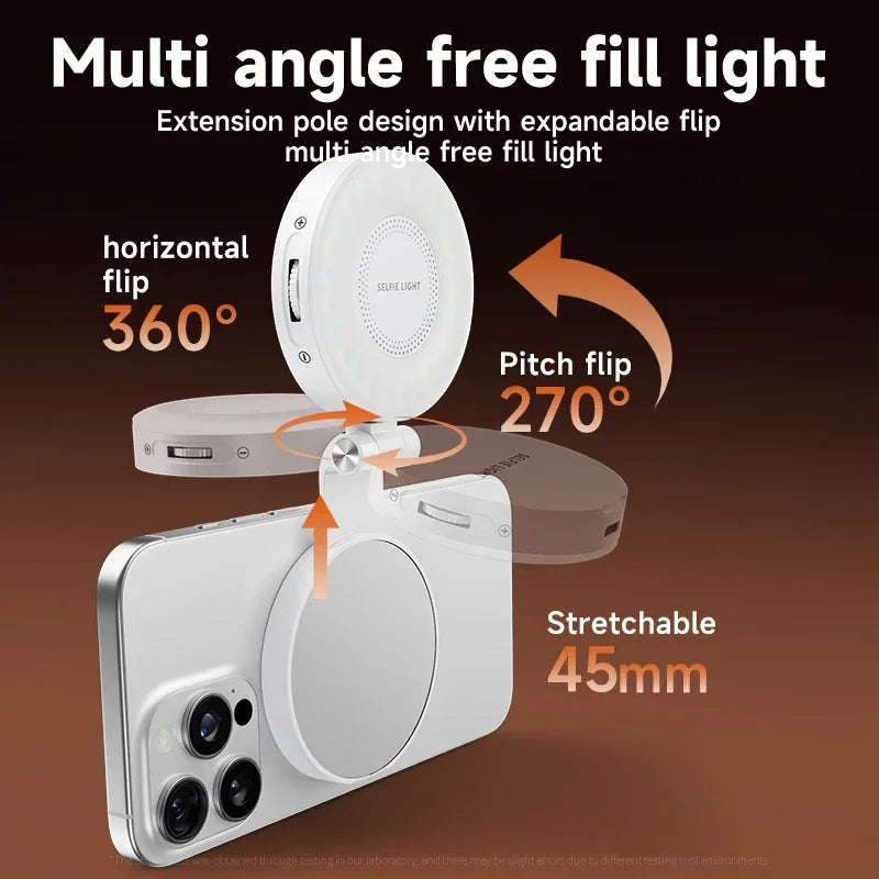 3-in-1 Magnetic LED Selfie Light Phone Holder Makeup Mirror for Magsafe