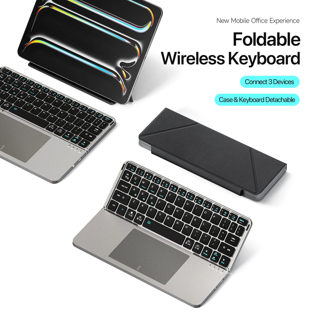 Foldable wireless Keyboard with Touchpad