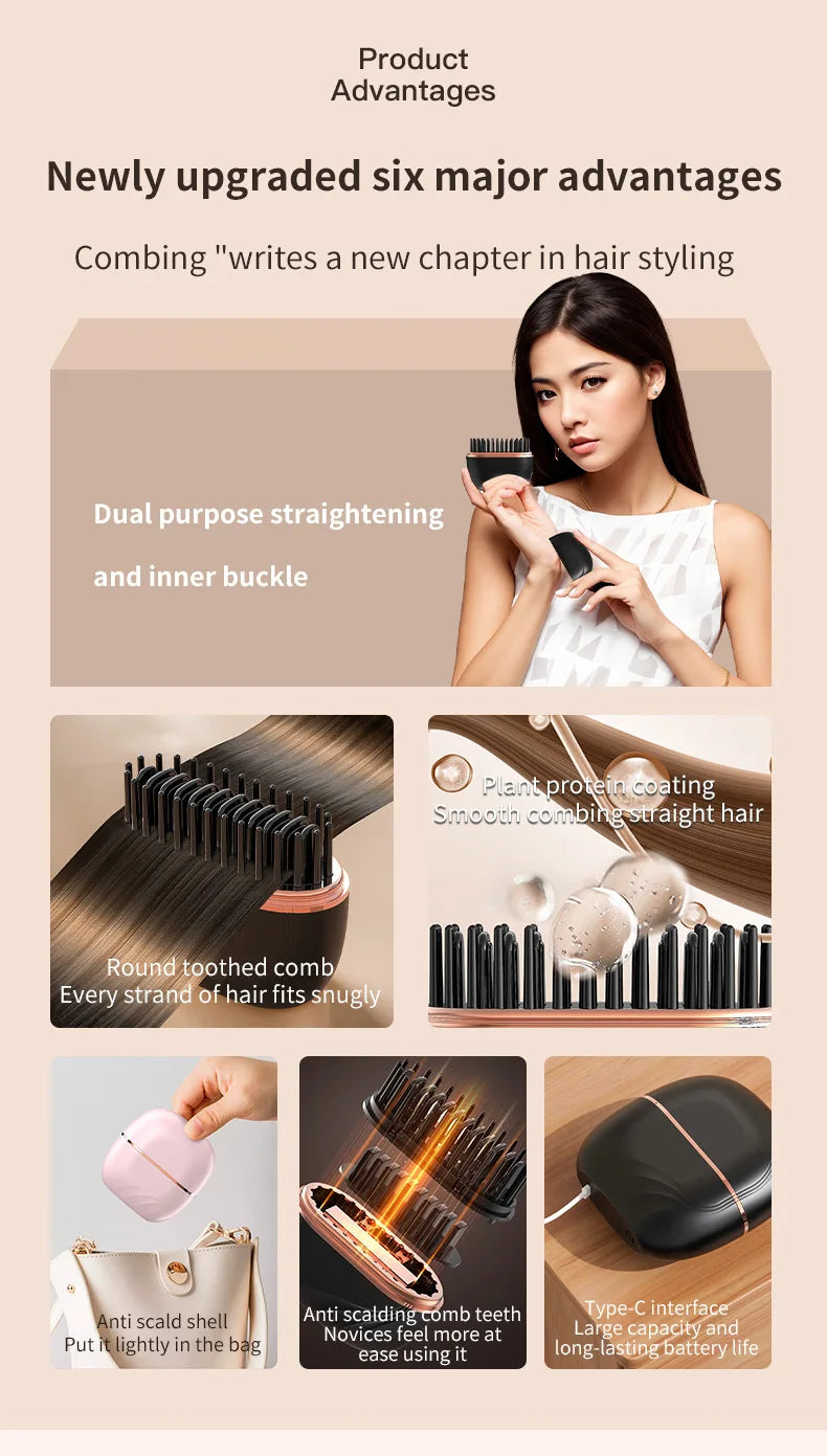 Hair Straightening Comb Portable