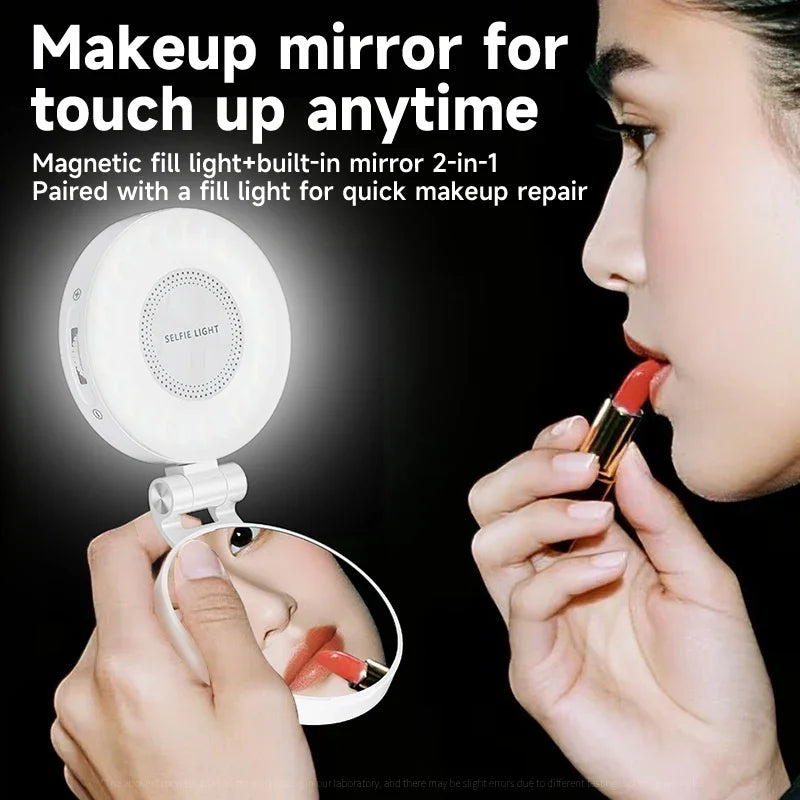 3-in-1 Magnetic LED Selfie Light Phone Holder Makeup Mirror for Magsafe