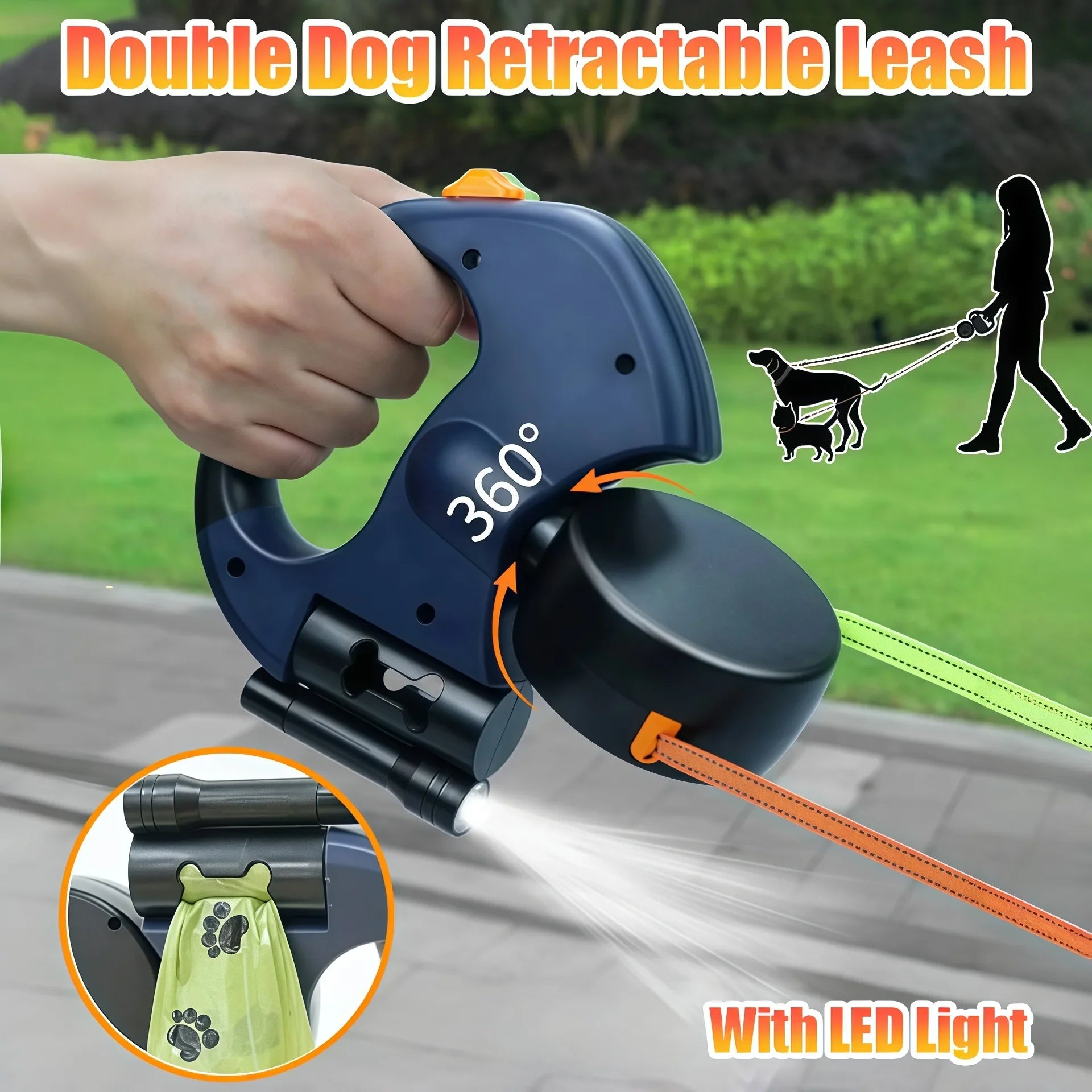 Retractable Double Dog Leash